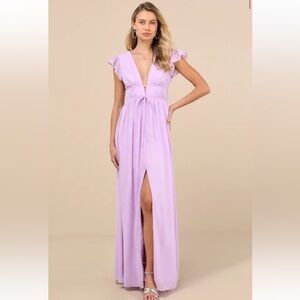 Lulu's Lavender Maxi Dress with Slit